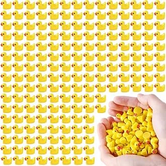 Diydec 200Pcs Mini Resin Ducks Yellow Tiny Bulk Little Duck Figures Plastic Small Miniature For Dollhouse Decor Micro Fairy Garden Landscape Aquarium Toys