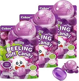 Peelable Gummies Grape,Peeling Gummies Grape Candy,Individual Packaging 2.64oz Bag Fruit Peelable Candy(Pack of 3) Easter Candy Bag