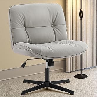 DUMOSCriss Cross Chair Legged Office Wide Comfy Desk Seat, No Wheels Armless Computer Task Seating, Swivel Vanity Home Height Adjustable