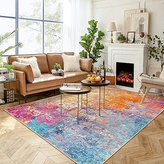 Lahome Modern Abstract Washable Living Room Rug, Colorful 8x10 Area Rugs for Bedroom Girls Kids Non Slip Low Pile, Large Soft Indoor Accent Carpet for Dining Room Table Home Decor