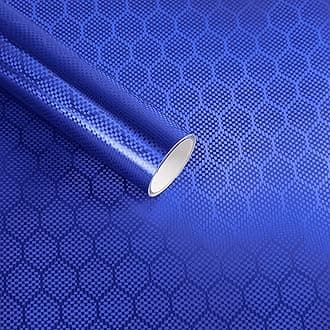 Lypumso Honeycomb Carbon Fiber Vinyl Wrap, Hex Pattern Vinyl Car Wrap with Air Release Technology, Self-Adhesive DIY Auto Exterior Interior Decor Film Sticker (Blue, 1ft x 5ft)