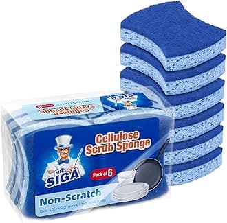 - MR.SIGA Non-Scratch Cellulose Scrub Sponge, Dual-Sided Dishwashing Sponge for Kitchen, 12 Pack
