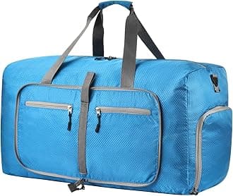 Travel Duffle Bag for Men Women - Foldable Duffel Bag with Shoes Compartment - Overnight Bags Waterproof & Tear Resistant(85L,Light Blue)