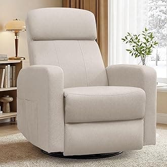 Korser Power Swivel Recliner Chairs for Adults, Electric Glider Rocking Chair Nursery, Glider Recliner Nursery Chair with Classified Side Pocket, Nursery Rocking Chairs with USB and Type-C Ports