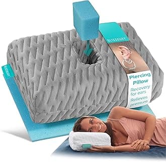 BLISSBURY Mini Ear Pillow | Ear Piercing Pillow for Side Sleeping | Travel Friendly CNH Pillow with Ear Hole | Soothing Hole for Ear Pain | Piercing Health & Ear Recovery for Side Sleepers | Donut Ear