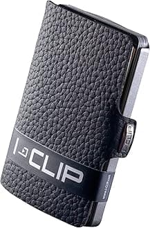 I-CLIP ® Pure Black with Silver Frame - Sleek Slim Mini Wallet with Moneyclip