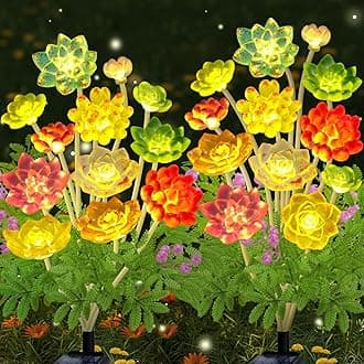 Solar Garden Lights, 2 Pack Succulent Plant Light for Outdoor Decor, Waterproof Garden Decoration for Yard Lawn Patio Balcony, Garden Gifts for Mother's Day, Women, Mom