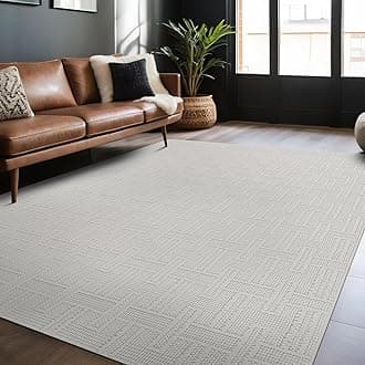 Micro Loop Indoor Rug White 5x7 Boho Geometric Neutral Area Rugs for Living Room Soft Luxury Modern Low and High Pile Durable Stain Resistant Non-Shedding Indoor Area Carpet 5 x 7