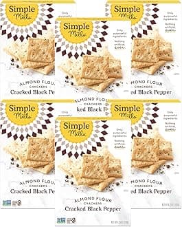 Almond Flour Crackers Black Cracked Pepper Gluten Flax Seed 4.25 oz Pack of 6