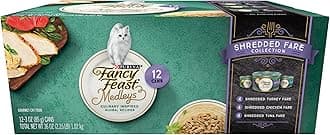 Fancy Feast Purina Wet Cat Food Variety Pack, Medleys Shredded Fare Collection - (2 Packs of 12) 3 oz. Cans