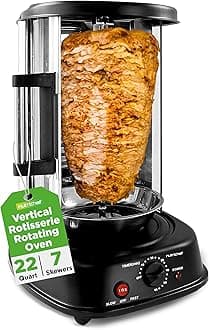 NutriChef - Vertical Rotary Oven - Rotisserie Machine, Shawarma & Kebab Machine | Stain Resistant, Energy Efficient | Heat Resistant Door | Includes 7 Skewers Kebab Rack
