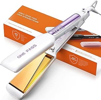 Professional Hair Straighteners, 42mm Wide Plate Titanium Negative Ion Flat Iron, 30s Rapid Heating, 11 Adjustable Temperature Levels (130-230℃), Real-time Temperature Display (White)