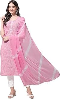 MIRCHI FASHION Women's Fancy Straight Fit Cotton Printed and Embellished Kurta Set with Trouser Pant and Dupatta