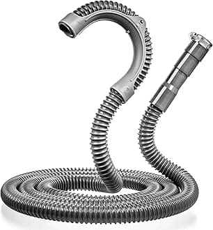 Dokaworld Universal Washing Machine Drain Hose - 10ft Grey PP Hose - Reinforced, Flexible, No Leak, Easy Install