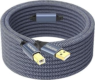 50ft USB 2.0 Printer Cable, High Speed USB A to USB B Printer Cord Compatible for Keyboard,MacBook,Printers and Scanners-Gray