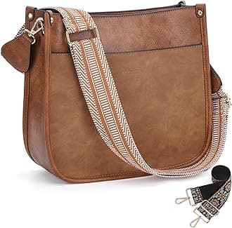 Crossbody Bags for Women Trendy Vegan Leather Hobo Handbags With 2PCS Adjustable Guitar Strap Shoulder Bucket Bags