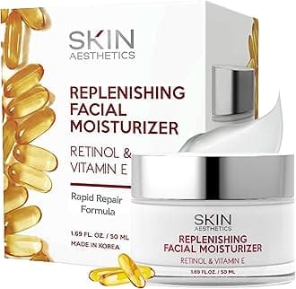 Skin Aesthetics Retinol & Vitamin E Daily Face Moisturizer - Repairs & Moisturizes, Reduce Wrinkles & Smooths Skin, Anti-aging Day Cream - Cruelty Free Korean Skin Care - All Skin Types - 1.69 Fl. oz
