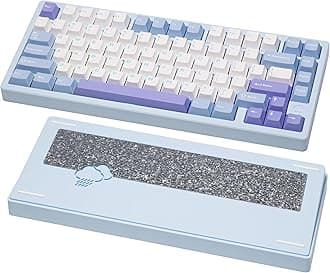KEEBMONKEY WOBKEY Rainy 75 CNC Aluminum HMX/JWK/Cocoa Switches Triple-Mode Connectivity Mechanical Keyboard with Superior Acoustics, RGB/FR4/Silver SUS304/7000mAh/Cocoa Switch (Pro - Blue)