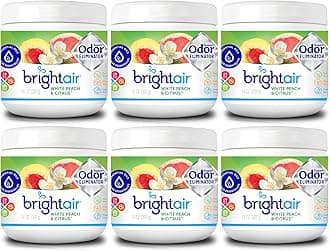 Bright Air Solid Air Freshener and Odor Eliminator, White Peach and Citrus Scent, 14 Oz Each, 6 Pack