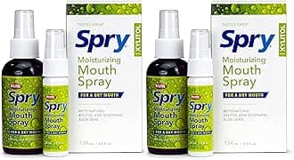 Spry Natural Xylitol Moisturizing Dry Mouth Spray, Stop Bad Breath, Increase Saliva Production, Non-GMO, Gluten-Free On The Go Oral Care with Spearmint Flavor, 4.5 fl.oz (Pack of 2)