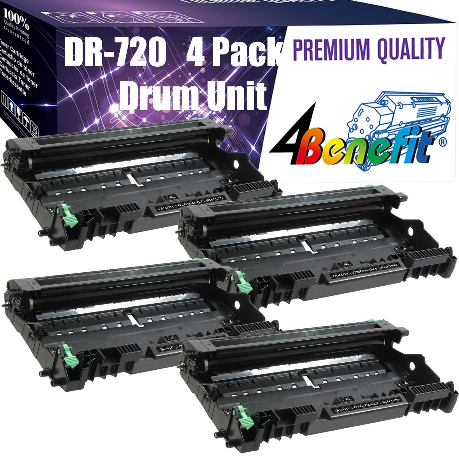[4-Pack] 4Benefit Compatible Drum Unit for use in Brother DR720 DR-720 DCP-8110DN DCP-8150DN DCP-8155DN HL-5440D HL-5450DN HL-5470DW HL-5470DWT HL-6180DWT MFC-8510DW Printer