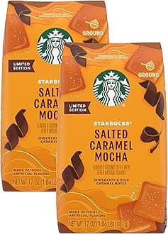 Starbucks Limited Edition Ground Coffee, Salted Caramel Mocha, Chocolaty & Rich Caramel Notes, Made without Artificial Flavors, 17 Ounce Bag (Pack of 2), 1.06 Pound