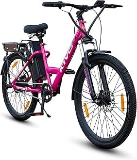 Motovolt KIVO Easy Electric Cycle - LITE | 45 Km Range | 250W 36V BLDC Motor | Removable Battery - 6Ah Lithium-ion (IP65, BIS Certified) | 110 Kg Load Capacity | Front Suspension | 26” Tyres | Pink