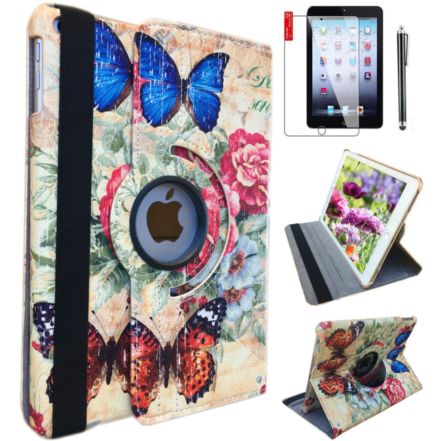 Tendmart Case Compatilbe with 6th/ 5th Generation 9.7 Inch Case Model A1822 A1823 Case 2017/2018 Smart Stand Case Support Wake/Sleep Function Blue Butterf ly Design