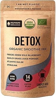 Organic Detox Blueberry Smoothie Powder with Healthy Spirulina, Atlantic Dulse and Barley Grass Juice Powder, Premium Quality superfood from Europe