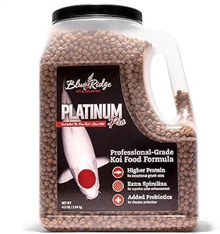 Blue Ridge Fish Food Pellets [4.5lb], Koi and Goldfish Platinum Professional Formula, Floating 3/16" Pellet, Balanced Diet