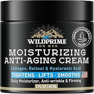 Men's Face Moisturizer Cream - Anti Aging & Wrinkle - Made in USA - Collagen, Hyaluronic Acid, Vitamins E & A, Avocado Oil - After Shave Lotion - Age Facial Skin Care - Day & Night Moisturizing, 2 oz