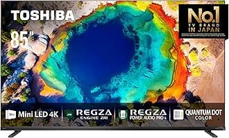 Toshiba 85 inch Native 144Hz VRR Mini-LED Smart TV Z870N -Quantom Dot Colour, Anti reflection Pro, Local Dimming Pro, AI 4K Upscaling, REGZA Power Audio Pro, Game Mode Pro, Dolby Atmos (2024 Model)