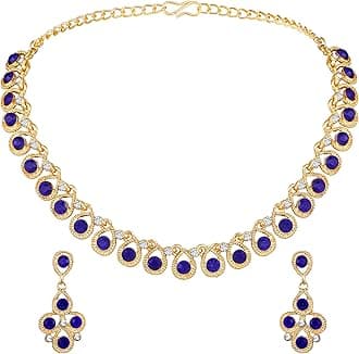Diamond/Stones Necklace Set with Earrings for Women | Stylish Jewellery for Party, Wedding and Festive Occasions | Fashion Accessories