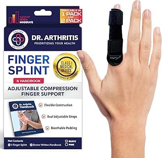 Doctor Developed finger splint & - & Doctor Handbook - trigger finger, arthritis, rsi - fits ring, index, pinky & middle - 2 sizes (black, l/xl, single)