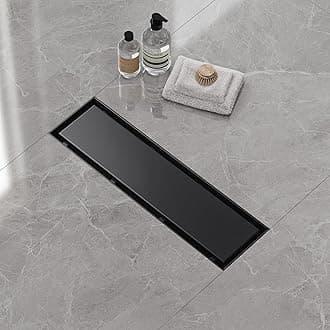Neodrain 12 in Matte Black Linear Shower Drain- with 2-in-1 Flat & Tile Insert Cover, 304 Stainless Steel Rectangle Shower Floor Drain,Floor Shower Drain
