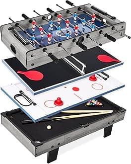 Best Choice Products4-in-1 Multi Game Table, Childrens Combination Arcade Set for Home, Play Room, Rec Room w/Pool Billiards, Air Hockey, Foosball and Table Tennis