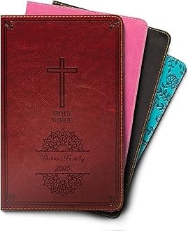Hope Harbor Personalized Gift Bible with Custom Name Engraved, KJV, Auburn, King James Version, Red Letter Edition, Comfort Print, Faux Leather