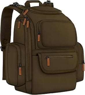 Mancro Diaper Bag Backpack, Large Multifunction Baby Backpack for Travel with Stroller Strap and 2 Insulated Pockets, Diaper Baby Bag for Mom, Dark Green