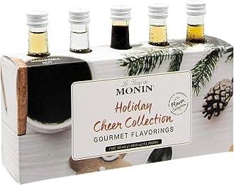 5 Flavor Holiday Cheer Collection: Macadamia Nut, Peppermint, Cookie Butter, Toasted Marshmallow, & Gingerbread, Natural Flavors for All Drinks, Gluten-Free (1.69 oz per bottle)
