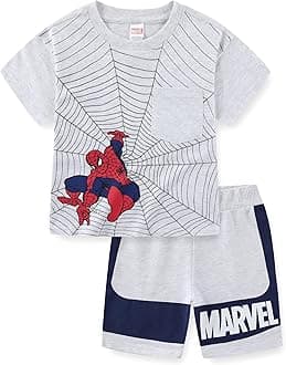 Marvel Spider-Man Boys Short Sleeve T-Shirt and French Terry Shorts Set for Big Kids