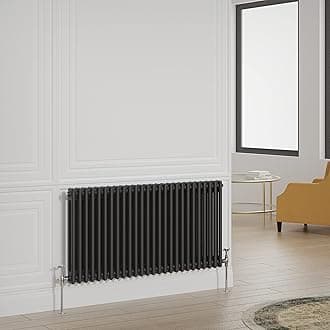 Warmehaus Traditional Radiator Double Column Black Horizontal Cast Iron Style Central Heating Radiator - 600x1190mm