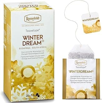 Teavelope Winter Dream Tea– Naturally Caffeine-Free South African Rooibos Herbal Chai with Orange, Caramel, Cinnamon & Cloves – 25 Individually Wrapped Tea Bags
