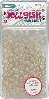 Kids Jellyish Hair Beads 14mm – Soft Silicone Rubber Bead for Kids Braids and Ponytails, Squishy Glitter Gold Beads for DIY Hair Styling and Braiding Accessories, 1 Pack