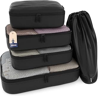 Shacke Packing Cubes for Travel 5 Set - Compression Luggage Organizer Bags - Versatile Travel Organizer for Women and Men - Optimized Packing Bags - Travel Essentials (Air Black)