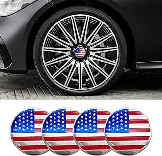 4PCS Car Wheel Center Hub Cover, Center Caps for Rims, Waterproof & Rustproof Automotive Accessories Decals, Universal Car Accessories Hub Caps Compatible with Cars (Colorful Flag)