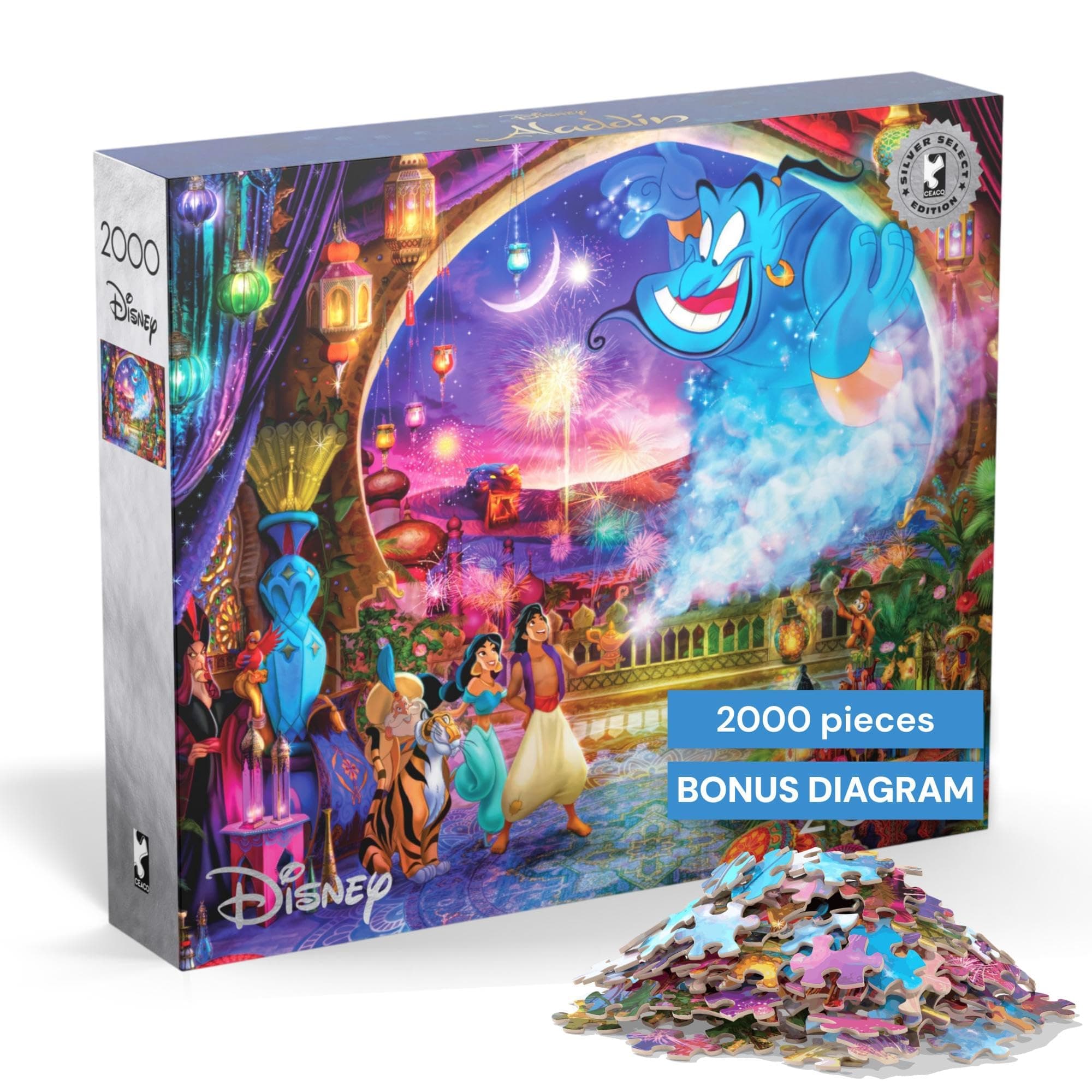 Ceaco - Silver Select - Disney - Classic Collage - 2000 Piece Jigsaw Puzzle for Adults Challenging Puzzle Perfect for Nights - Finished Size 26.75 x 19.75
