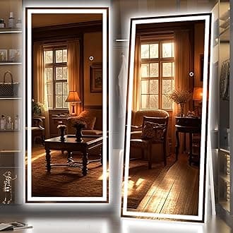 Hasipu LED Full Length Mirror, 71" x 24", Tempered Lighting, Full Body, Wall or Floor Mount