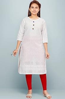 Girl's Cotton Regular Fit Casual Embroidery Kurti