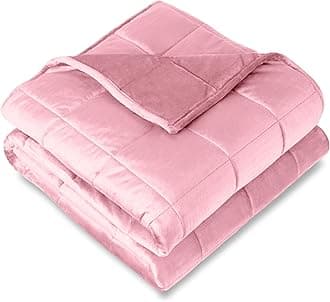 Bare Home Weighted Blanket Twin or Full Size 15lb (48"x72") for Adults - Minky Fleece - Premium Heavy Blanket Nontoxic Glass Beads (Light Pink, 48"x72")