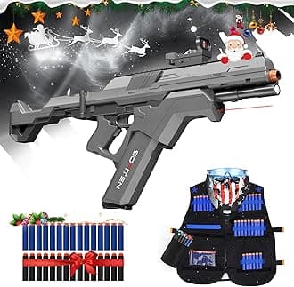 Toy Gun Automatic Sniper Rifle Tactical Vest Toy Foam Blaster with 150 Darts IR and Flashlight Foldable Stock The Shooting Activity Game for Kids Age 8-12 Gifts for Birthday Xmas